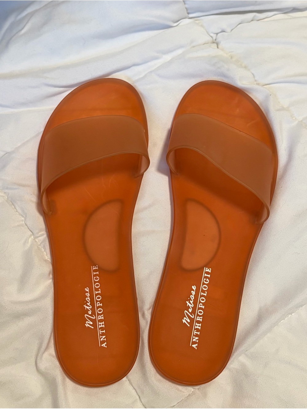 Anthropologie Orange Slide Sandals - Women